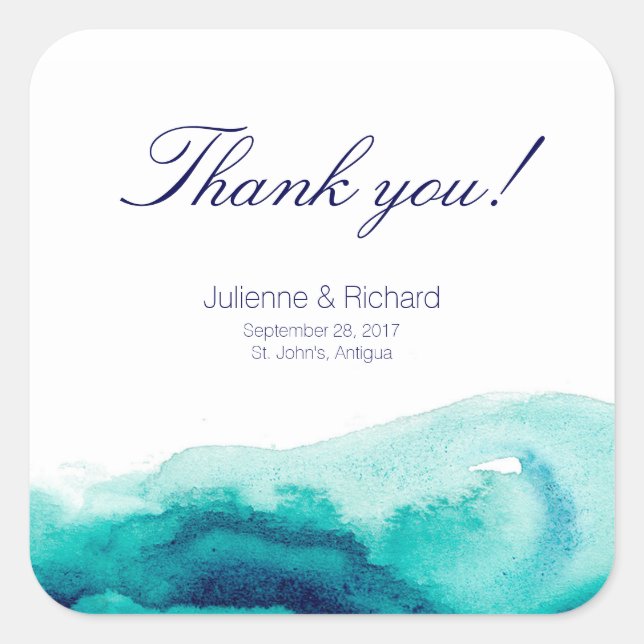 Stickers Mariage de mer turquoise Merci Favoriser (Devant)