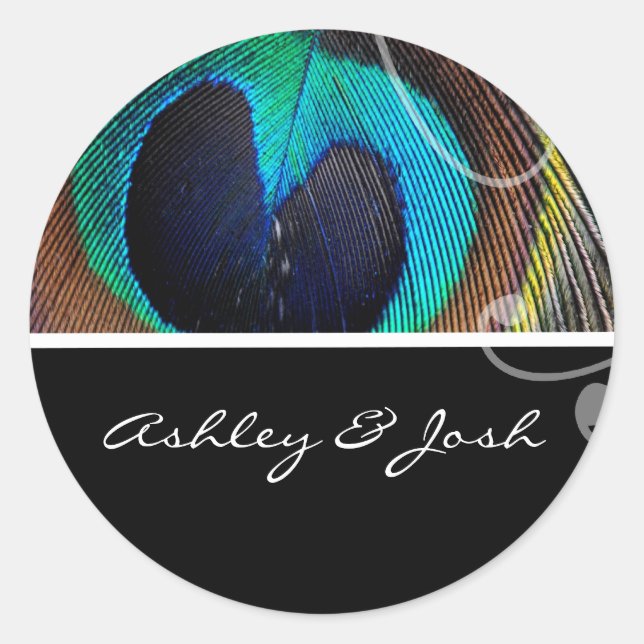 Stickers Mariage de plumes de paon (Devant)