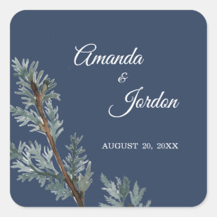 Stickers Mariage d'hiver bleu pin