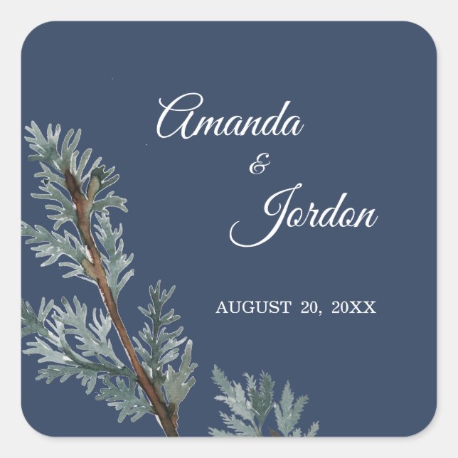 Stickers Mariage d'hiver bleu pin (Devant)