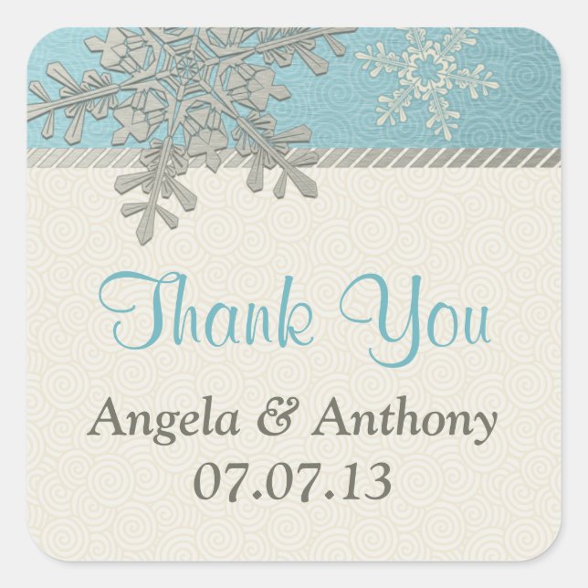 Stickers Mariage d'hiver Silver Blue Snowflake (Devant)