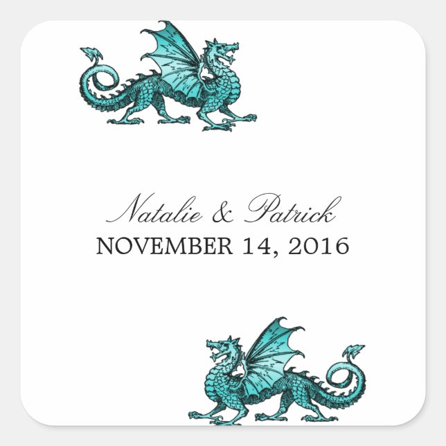 Stickers Mariage Dragon turquoise (Devant)