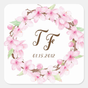 Stickers Mariage en Aquarelle Cerise Blossoms