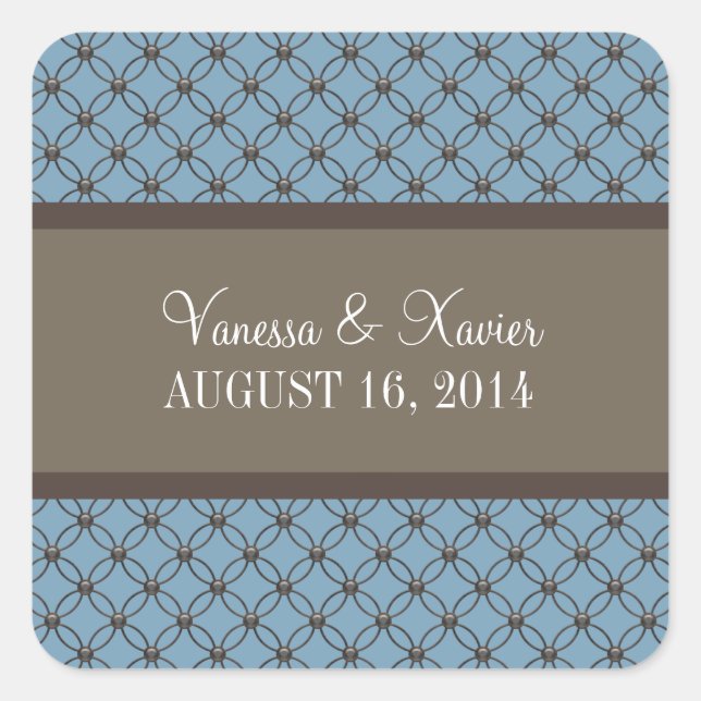Stickers Mariage en treillis bleu fantaisie (Devant)