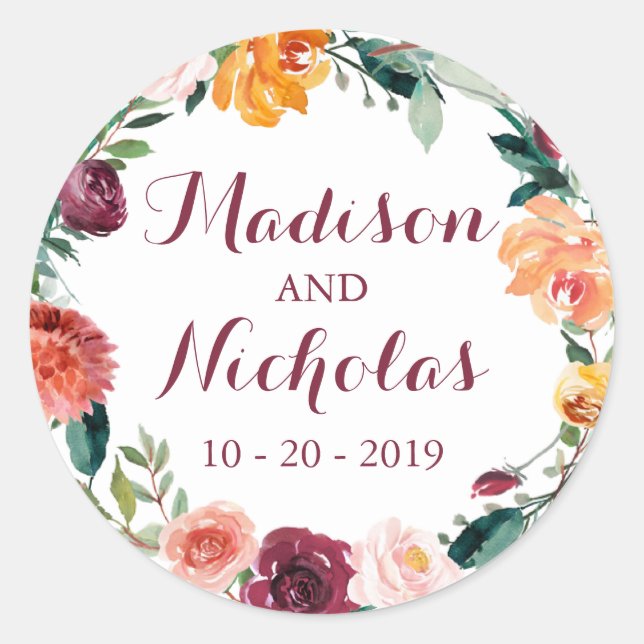 Stickers Mariage Enveloppe Automne (Devant)