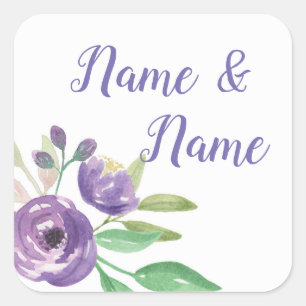 Stickers Mariage Étiquettes Fleur violet Floral