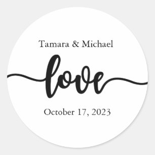 Stickers Mariage, Étiquettes Mariage, Script, Amou
