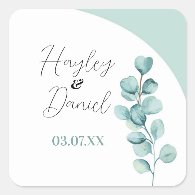 Stickers Mariage Eucalyptus Monnaie Feuille Étique (Devant)