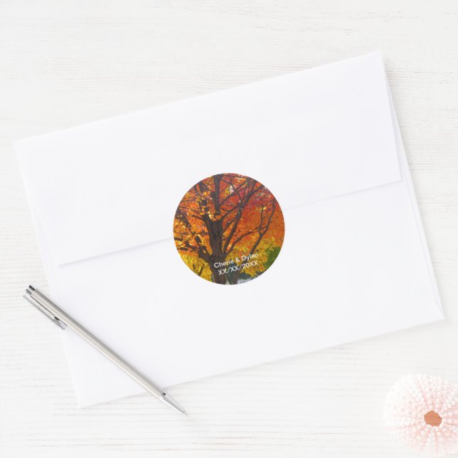 Stickers Mariage Feuilles Automne (Enveloppe)