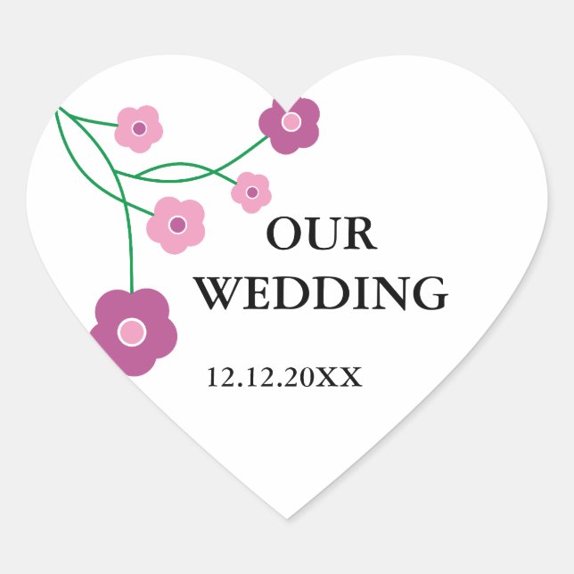 Stickers Mariage Fleurs Roses (Devant)