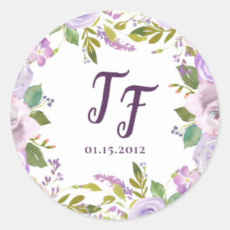 Stickers Mariage Floral Aquarelle Lilac