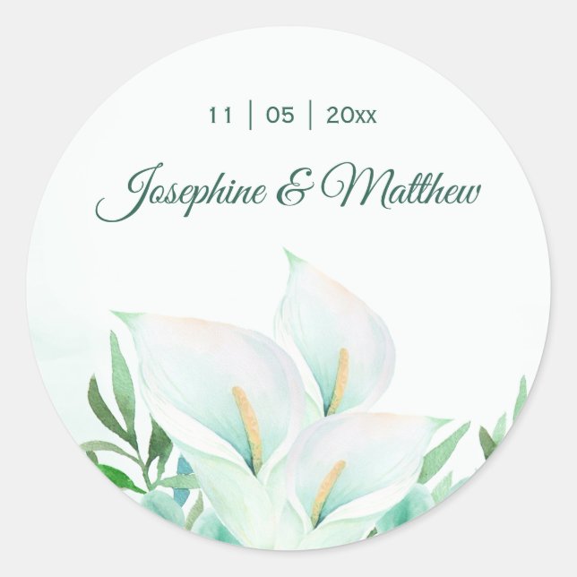 Stickers Mariage Floral Calla Lilly Blanc (Devant)