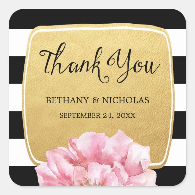 Stickers Mariage Floral Chic / Or (Devant)