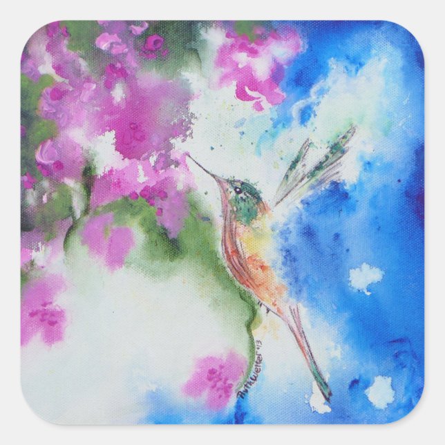 Stickers Mariage Floral Colibris (Devant)