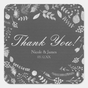 Stickers mariage floral gris charbon et argent