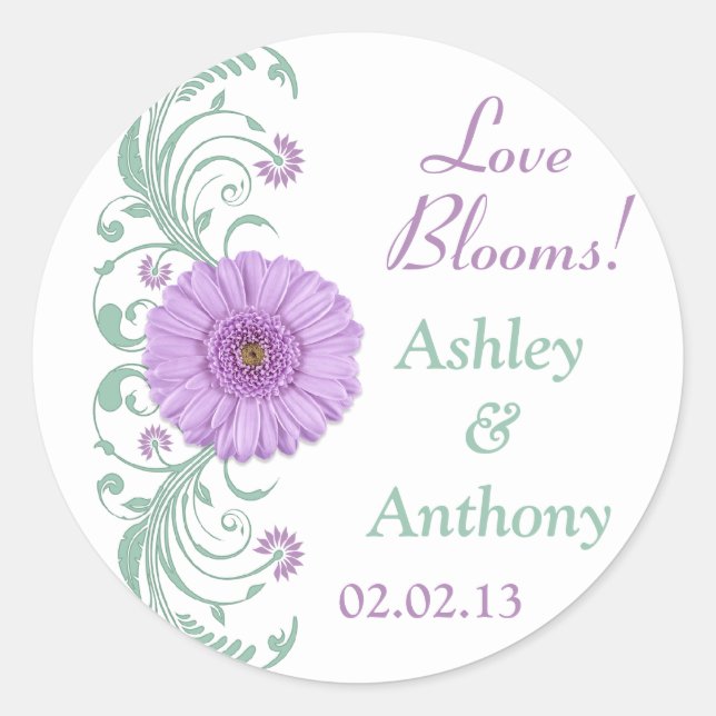 Stickers Mariage Floral Mint Lilac Purple Mint (Devant)
