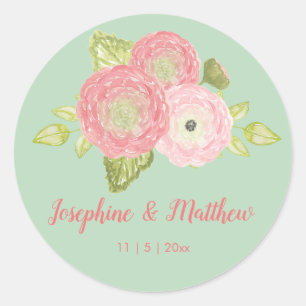 Stickers Mariage Floral Ranunculus Mint
