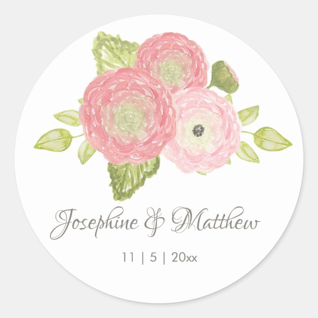 Stickers Mariage Floral Ranunculus Peach (Devant)
