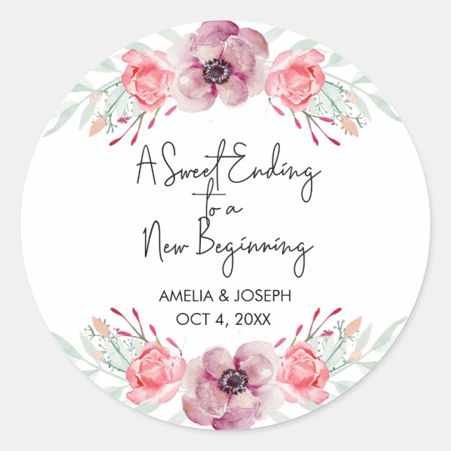Stickers Mariage Floral Violet Favoriser (Devant)