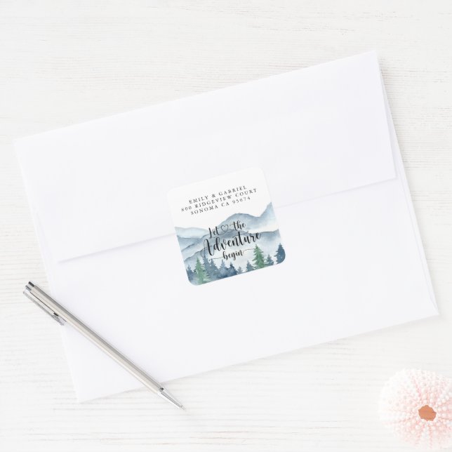 Stickers Mariage Forêt Aquarelle (Enveloppe)