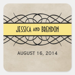 Stickers Mariage Frontal Fleuri Jaune