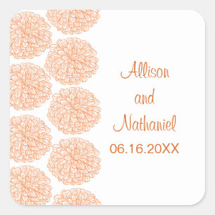 Stickers Mariage Frontière Zinnia, Tangerine