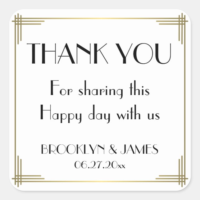 Stickers Mariage Gatsby Blanc Art Déco (Devant)