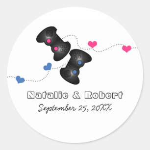 Stickers Mariage Geeky Gamers Dark (Bleu/Rose)