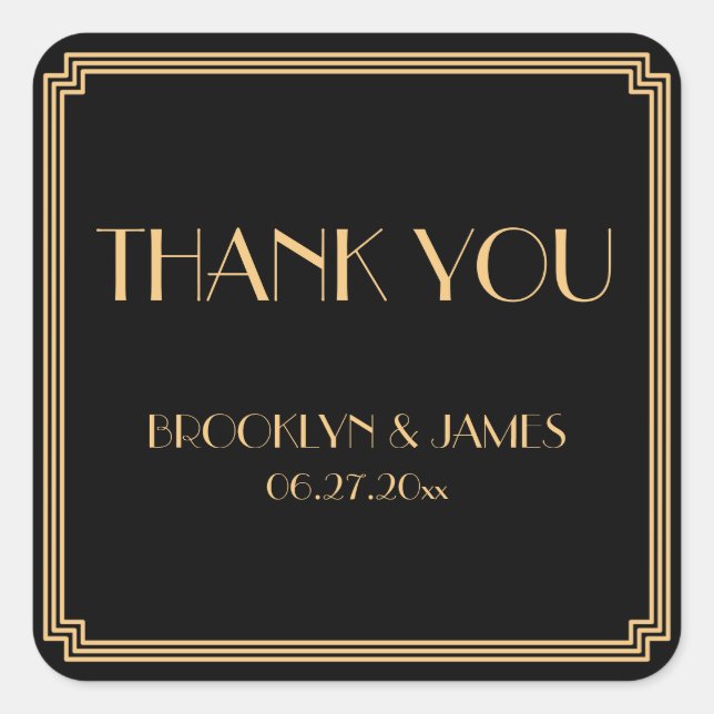 Stickers Mariage Gold Noir Gatsby Art Déco (Devant)