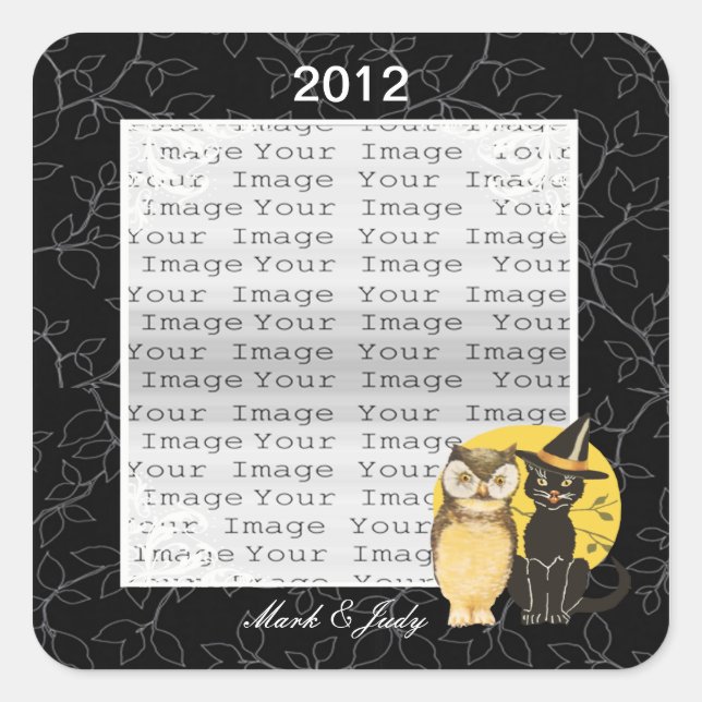 Stickers Mariage Halloween Chat & Chouette (Devant)