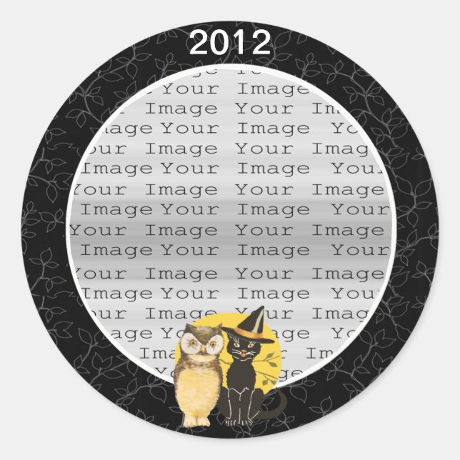 Stickers Mariage Halloween Chat & Chouette (Devant)