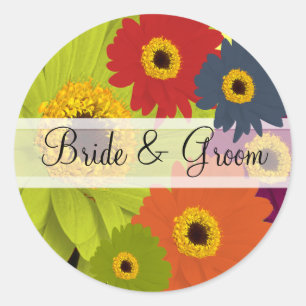 Stickers mariage marron marguerrier élégant