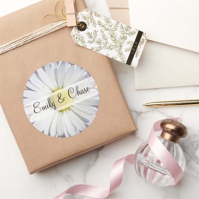 Stickers mariage marron marguerrier élégant (Cadeaux)