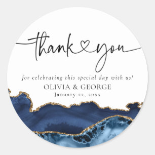 Stickers Mariage Merci d'agate bleu marine