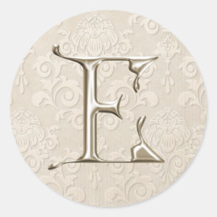 Stickers Mariage Monogramme Argent - lettre E