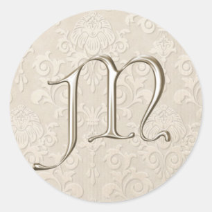 Stickers Mariage Monogramme Argent - lettre M