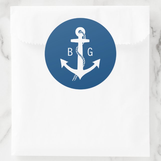 Stickers Mariage Monogramme bleu marine (Sac)
