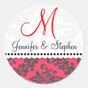 Stickers mariage Monogramme Damask Seal : : Rouge