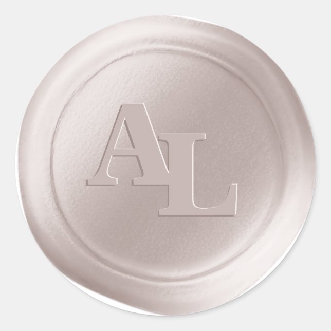 Stickers Mariage Monogramme Sceau de cire beige li (Devant)