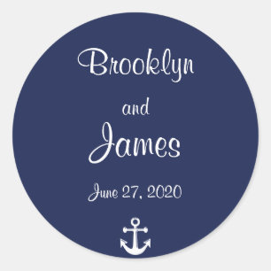 Stickers Mariage Nautique Bleu Marine Avec Ancre