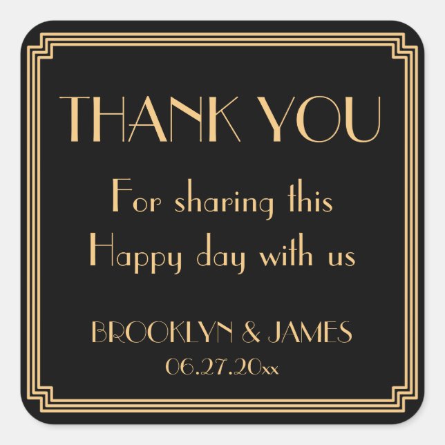 Stickers Mariage Noir Gatsby Art Déco (Devant)