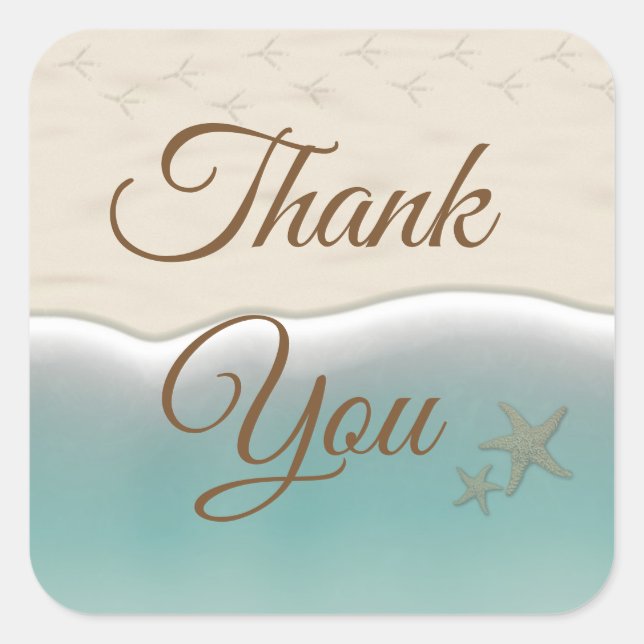Stickers Mariage Océanique Thématique Merci Beach (Devant)