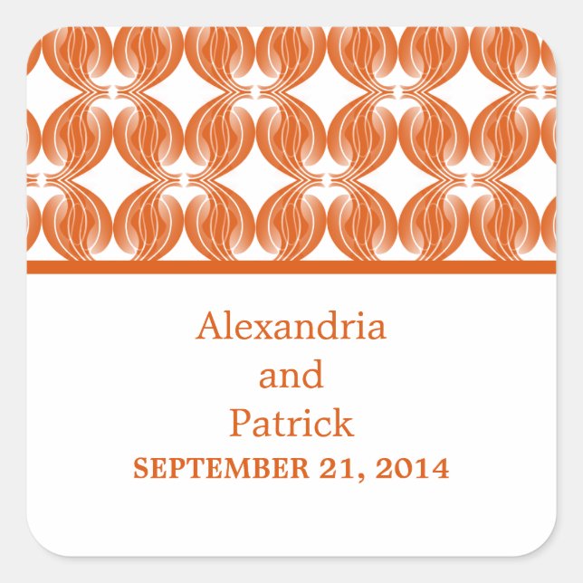 Stickers Mariage Orange Moderne Déco (Devant)