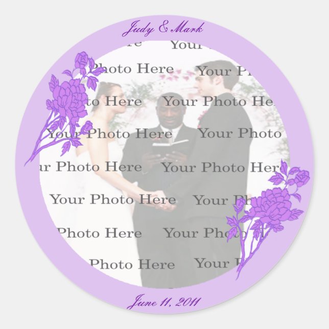 Stickers Mariage Personnalisé Fleur Violet (Devant)