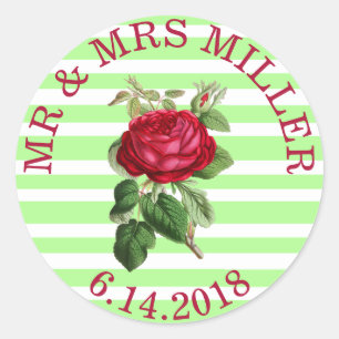 Stickers mariage personnalisé Rose rouge