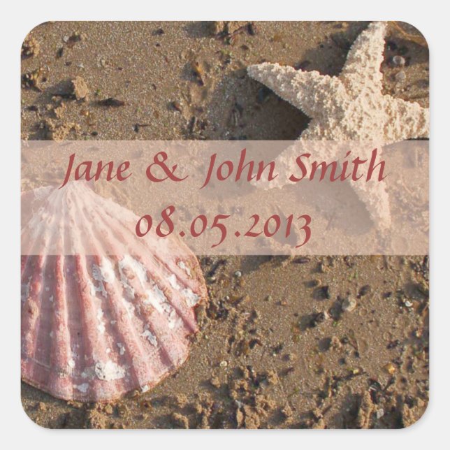 Stickers mariage plage Favor : Shell et Starfish (Devant)