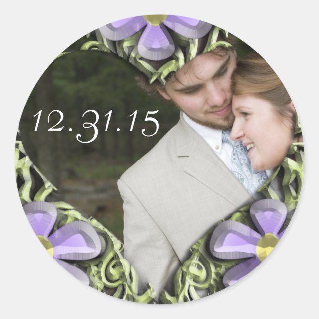 Stickers Mariage Purple Daisy Votre Photo (Devant)