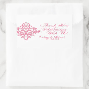 Stickers Mariage Rectangle en damas rose