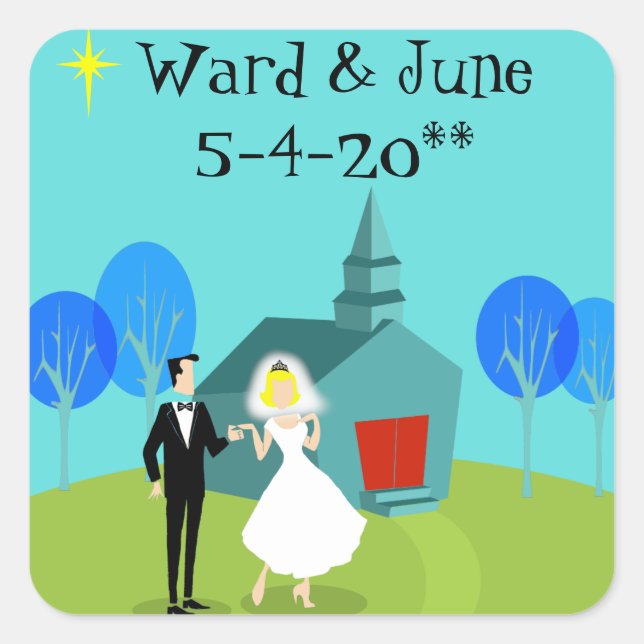 Stickers Mariage rétro personnalisables (Devant)