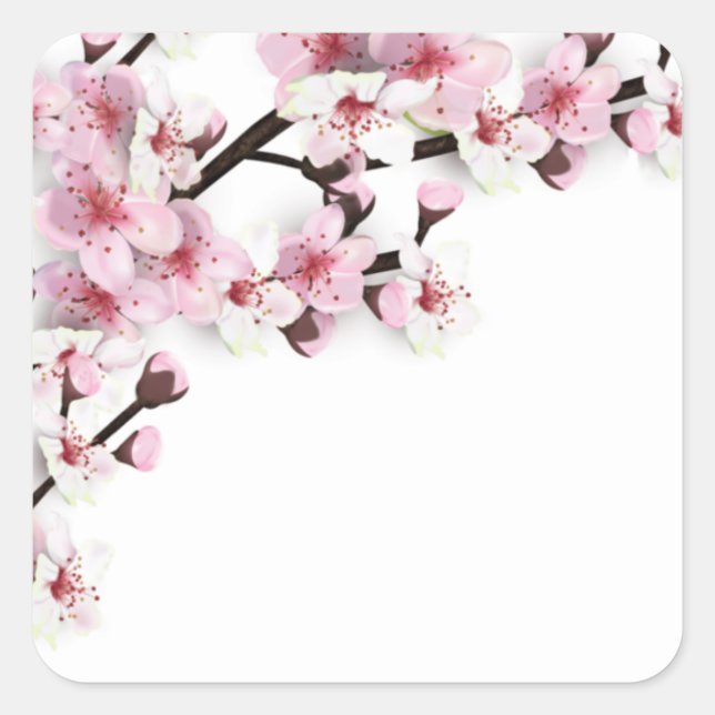 Stickers mariage rose Fleur de cerisier Blanc Favo (Devant)